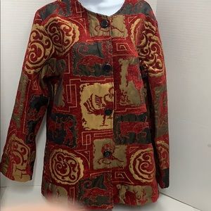 Hanna LaJournee Tapestry Jacket Red Black Gold